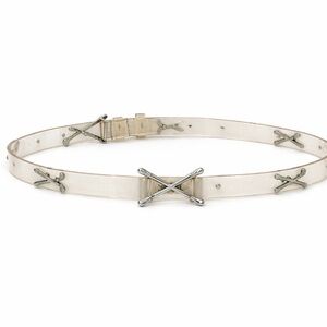 Prepoy 90s Clear belt Golf Theme Silver Tone Size Small Golf clubs kitschy retro